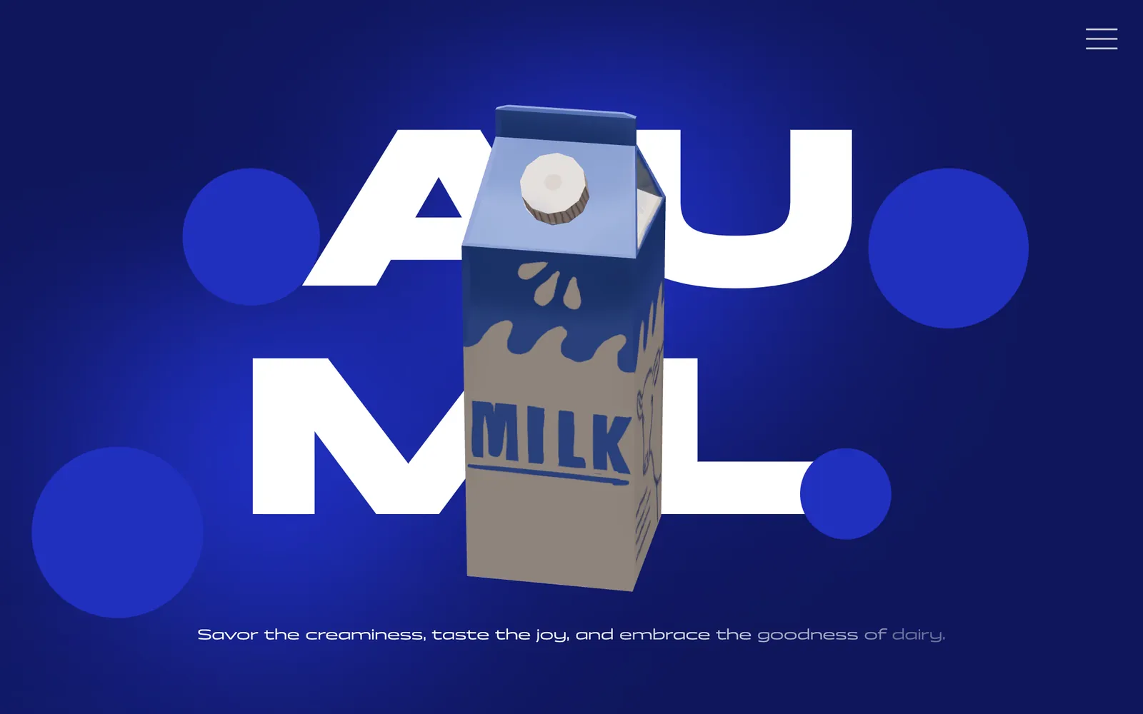 Amul 2.0 hero: a 3D milk carton set between the giant letters of AMUL on a deep blue background.